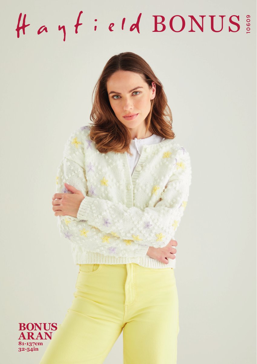 Hayfield 10609 Cardigan in Bonus Aran pattern cover