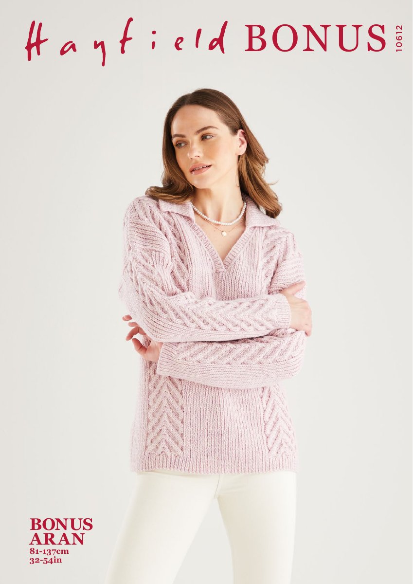 Hayfield 10612 Sweater in Bonus Aran pattern cover