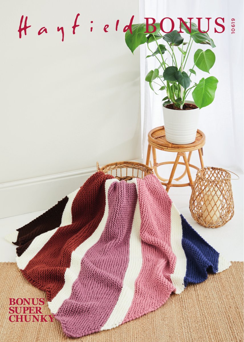 Hayfield 10619 Blanket in Bonus Super Chunky pattern cover