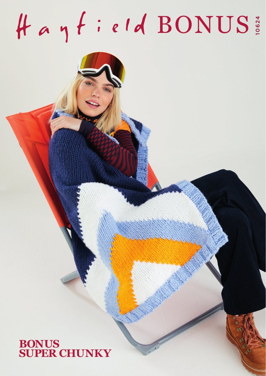 Hayfield 10624 Blanket in Bonus Super Chunky pattern cover