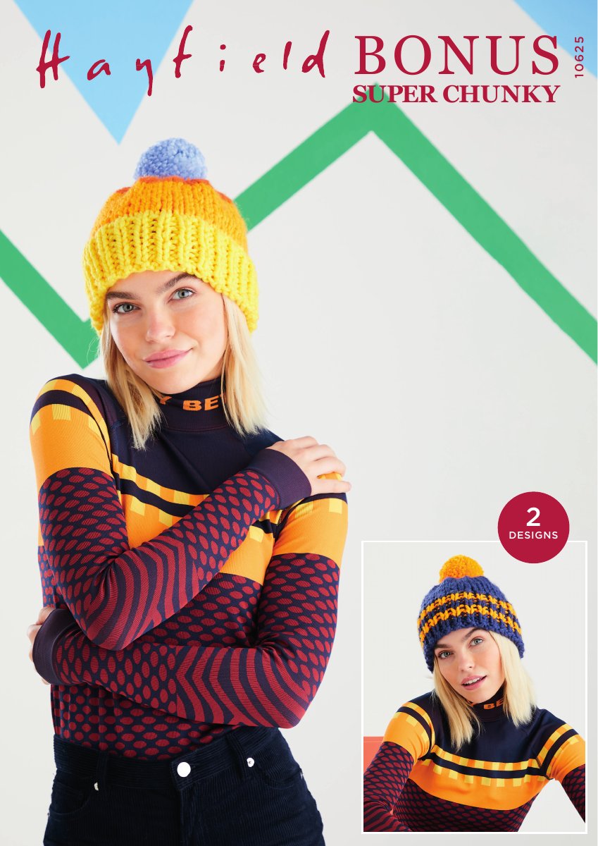 Hayfield 10625 Hats in Bonus Super Chunky pattern cover