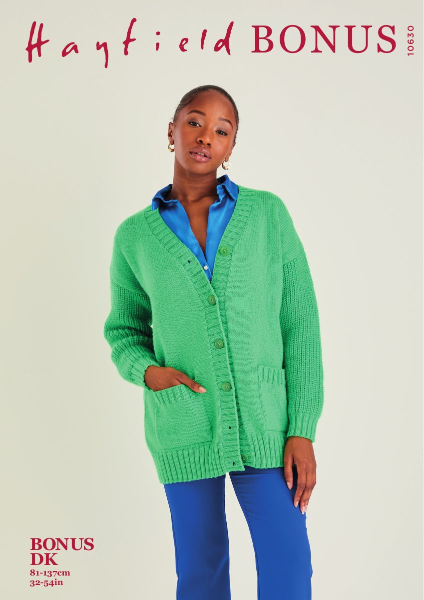 Hayfield 10630 Cardigan in Bonus DK pattern cover
