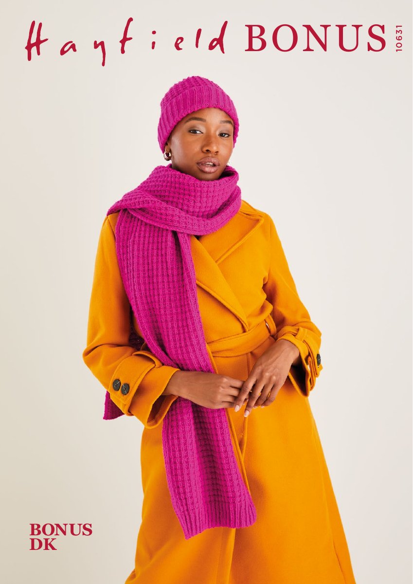Hayfield 10631 Scarf in Bonus DK pattern cover