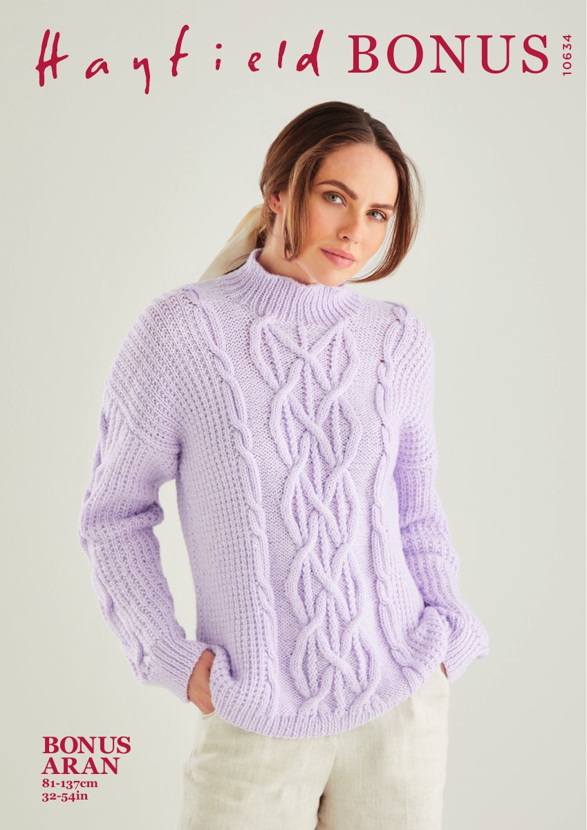 Hayfield 10634 Sweater in Bonus Aran pattern cover