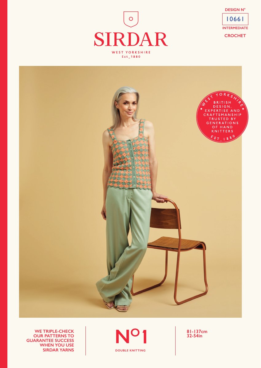 Sirdar 10661 Top in No.1 DK pattern cover