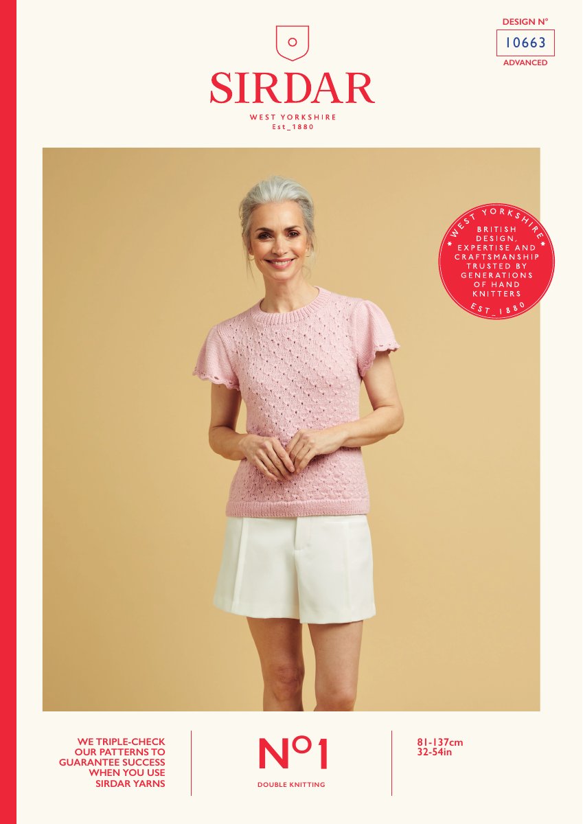 Sirdar 10663 Top in No.1 DK pattern cover