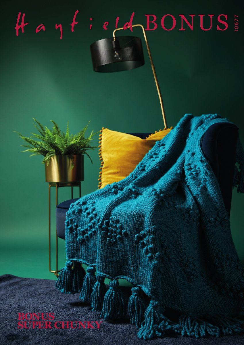 Hayfield 10677 Blanket in Bonus Super Chunky pattern cover