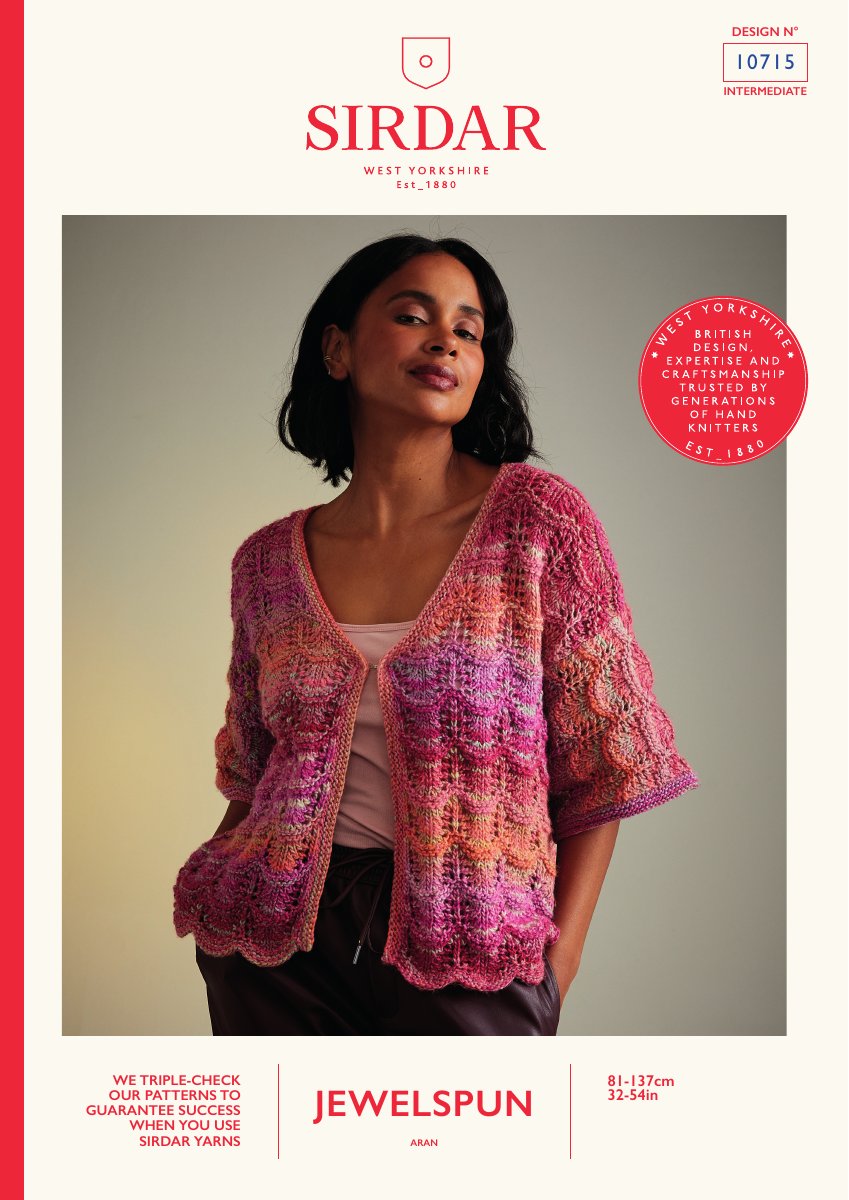 Sirdar 10715 Cardigan in Jewelspun Aran pattern cover
