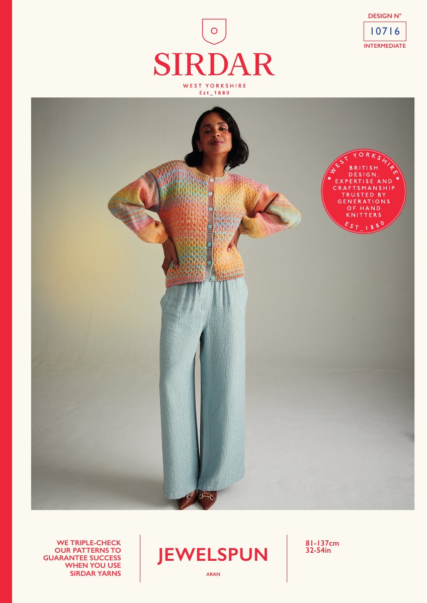 Sirdar 10716 Cardigan in Jewelspun Aran pattern cover