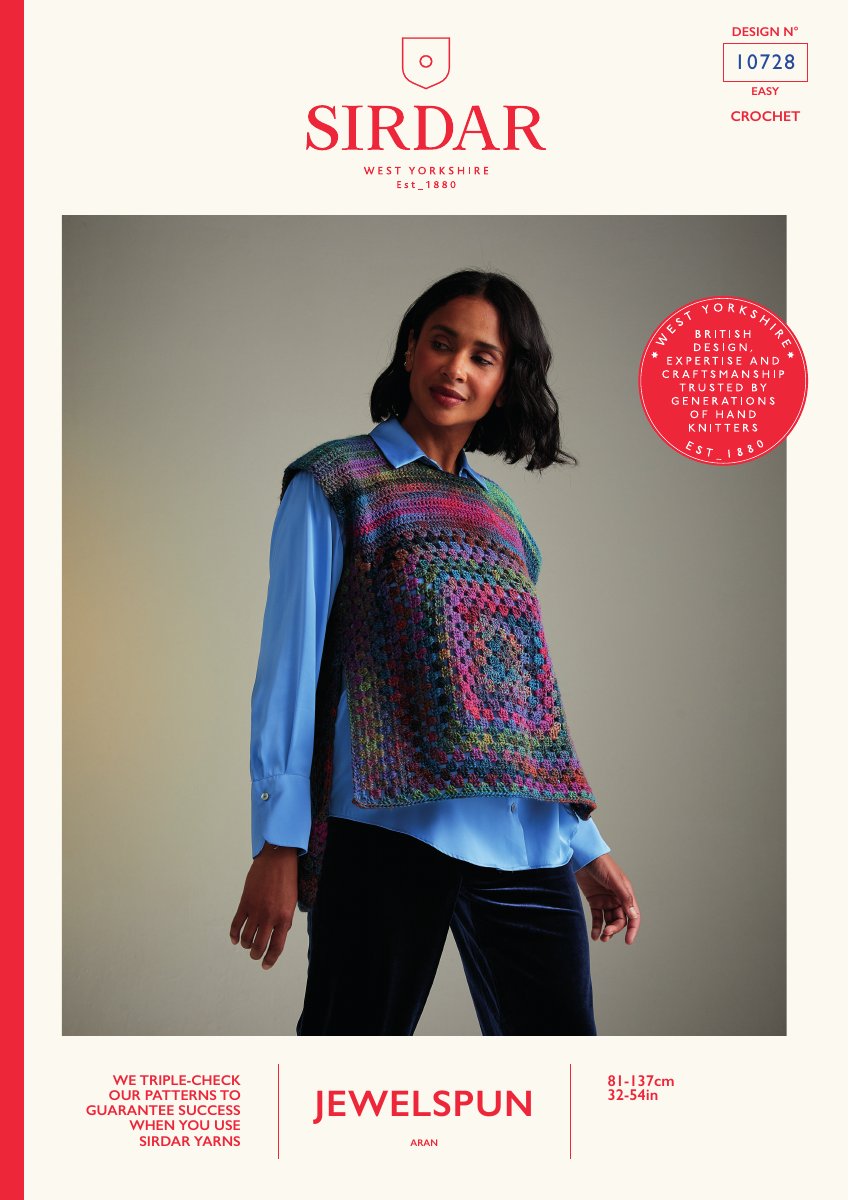 Sirdar 10728 Pattern in Jewelspun Aran pattern cover