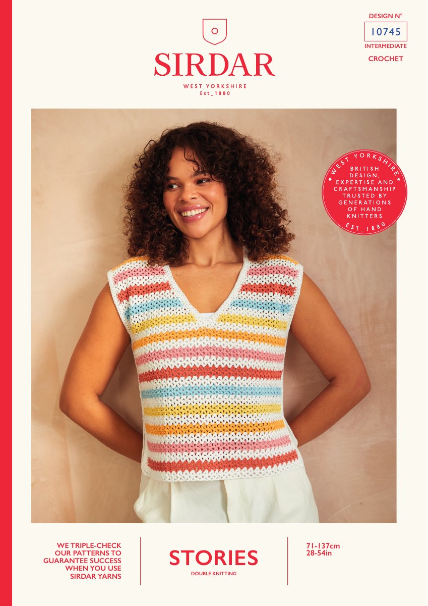 Sirdar 10745 Top in Stories DK pattern cover