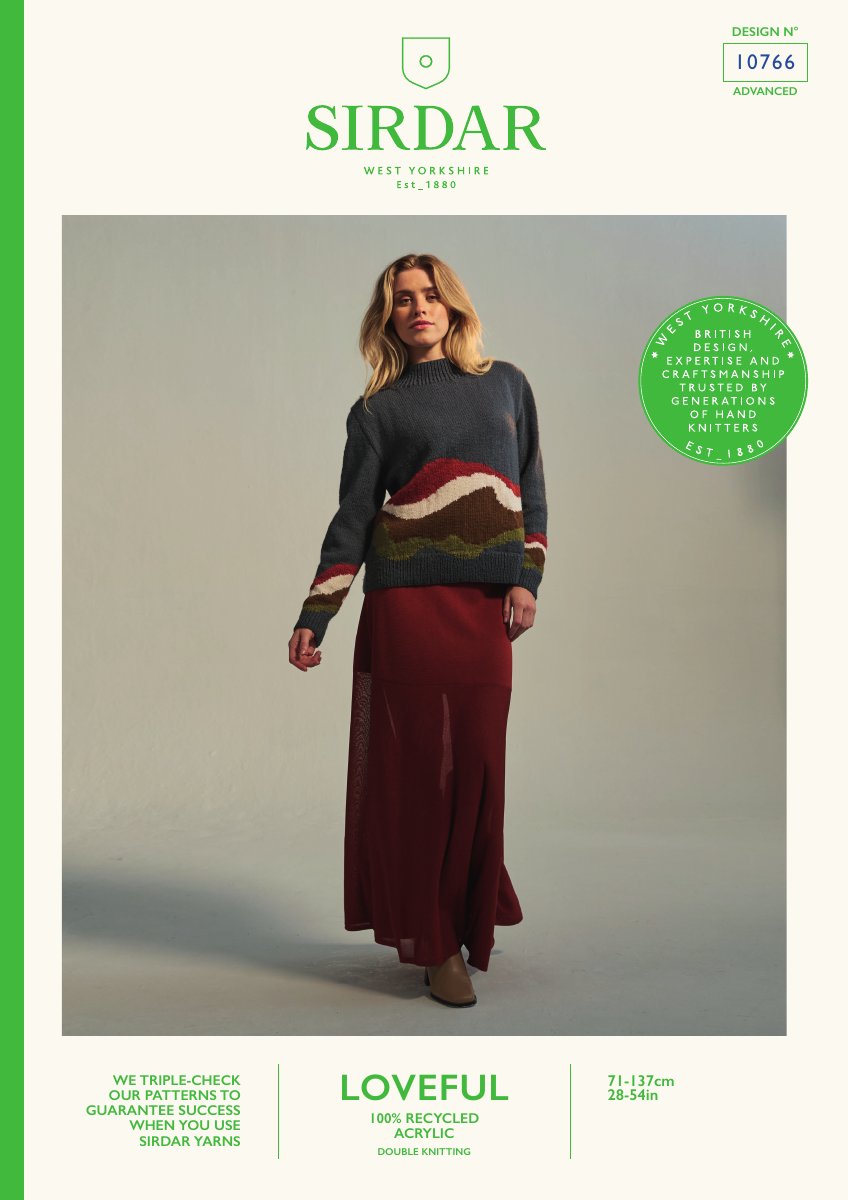 Sirdar 10766 Sweater in Loveful 100% Recycled Acrylic DK pattern cover