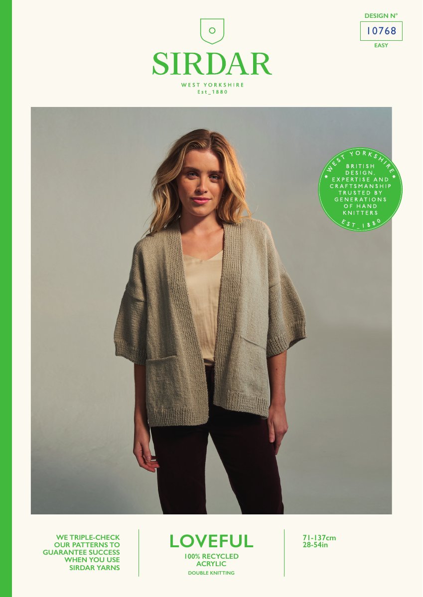 Sirdar 10768 Cardigan in Loveful 100% Recycled Acrylic DK pattern cover