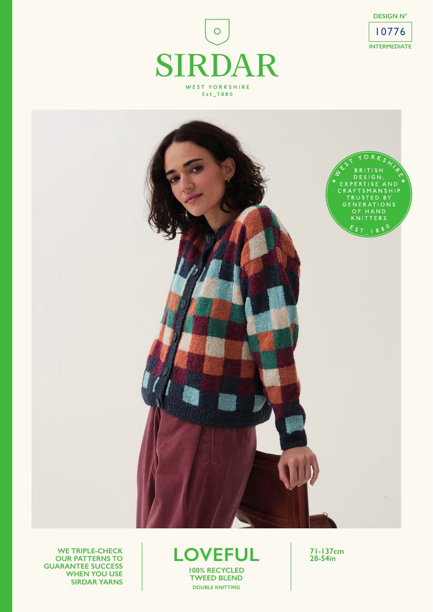 Sirdar 10776 Cardigan in Loveful 100% Recycled Tweed DK pattern cover