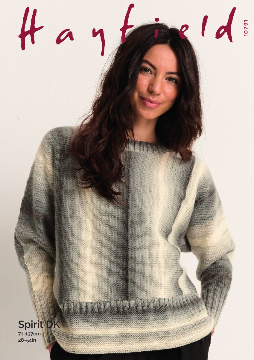 Hayfield 10791 Sweater in Spirit DK pattern cover