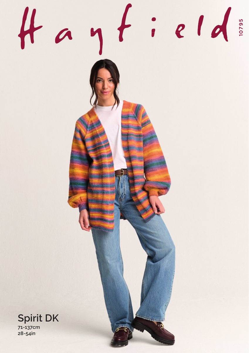 Hayfield 10795 Cardigan in Spirit DK pattern cover