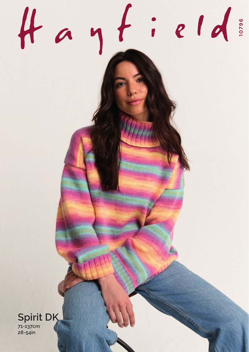 Hayfield 10796 Sweater in Spirit DK pattern cover