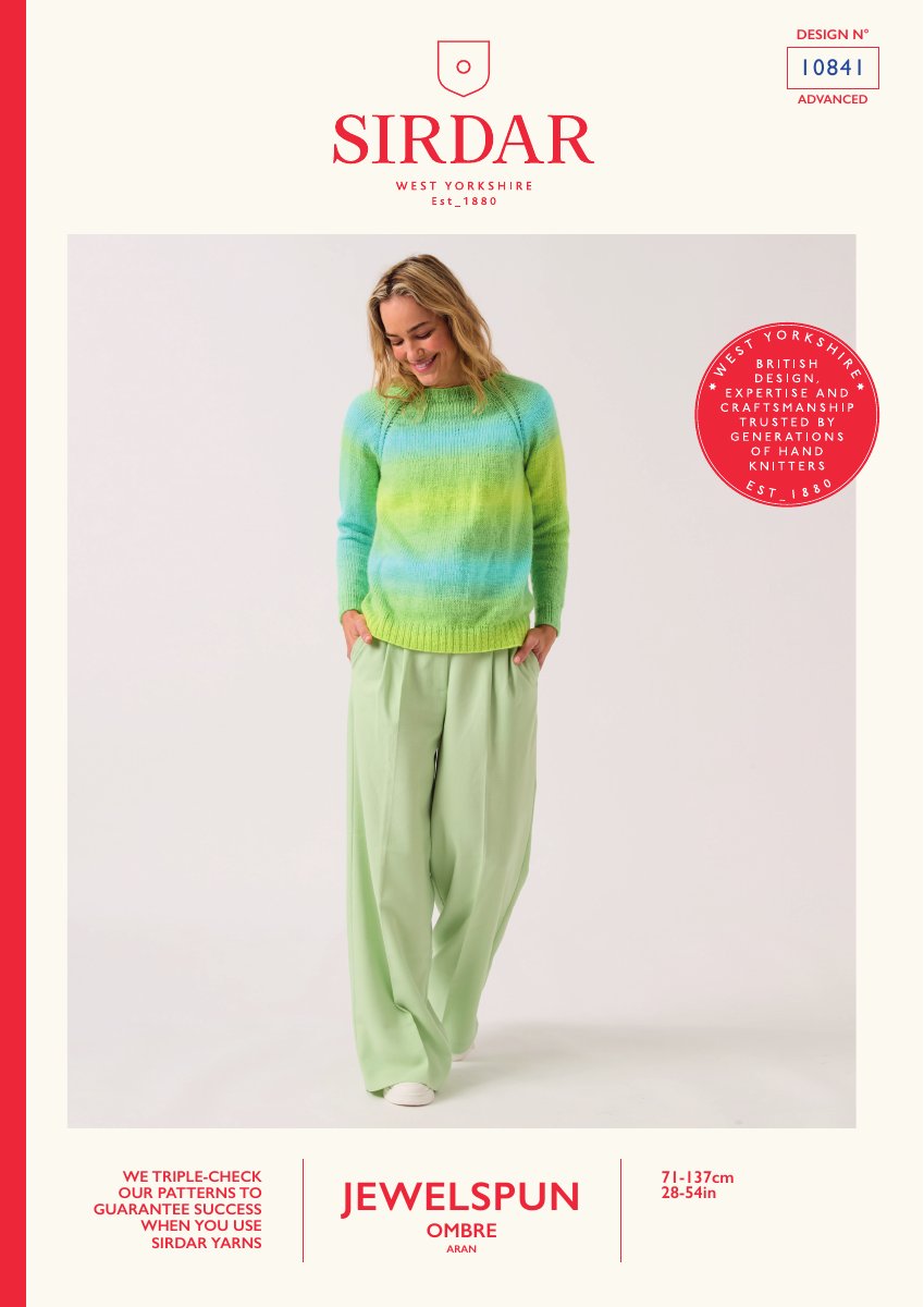 Sirdar 10841 Sweater in Jewelspun Ombre Aran pattern cover