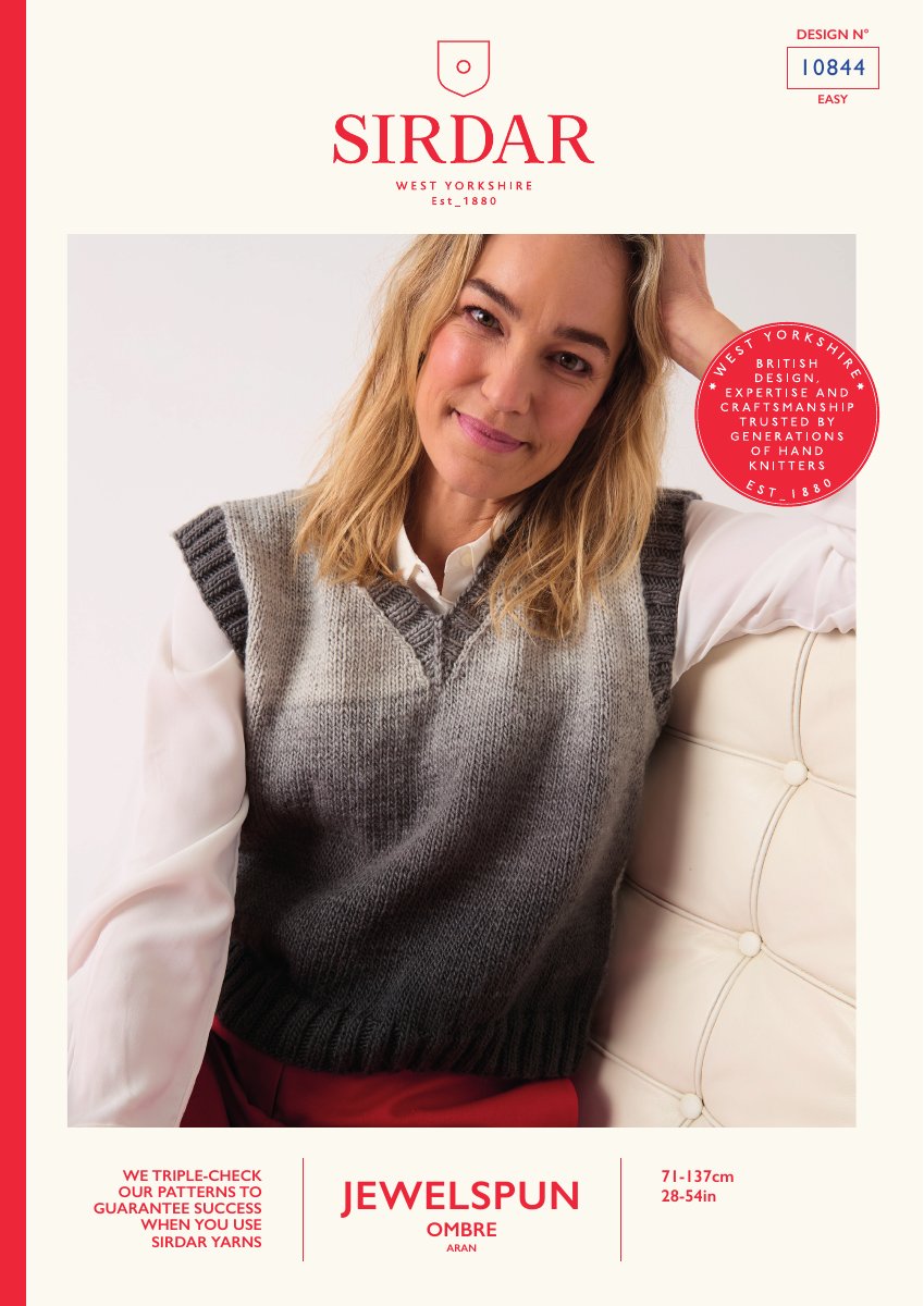 Sirdar 10844 Top in Jewelspun Ombre Aran pattern cover