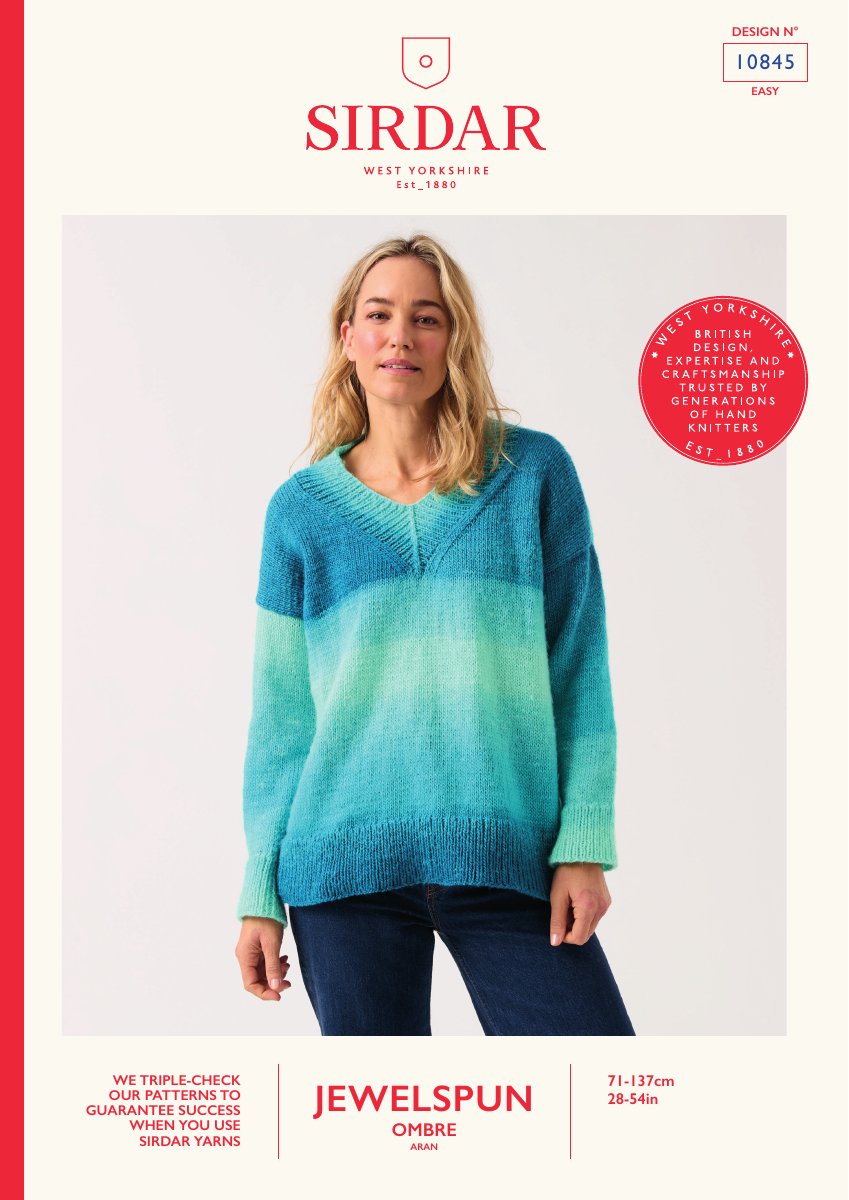 Sirdar 10845 Sweater in Jewelspun Ombre Aran pattern cover