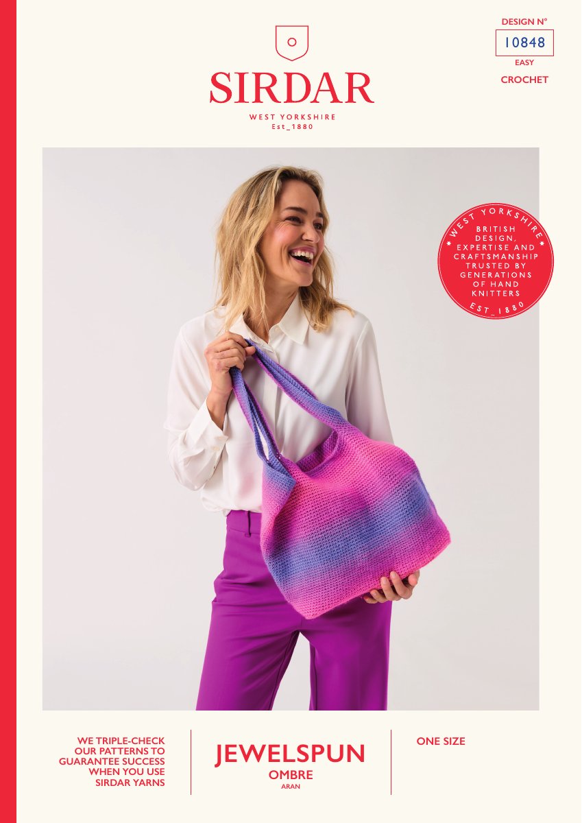 Sirdar 10848 Bag in Jewelspun Ombre Aran pattern cover