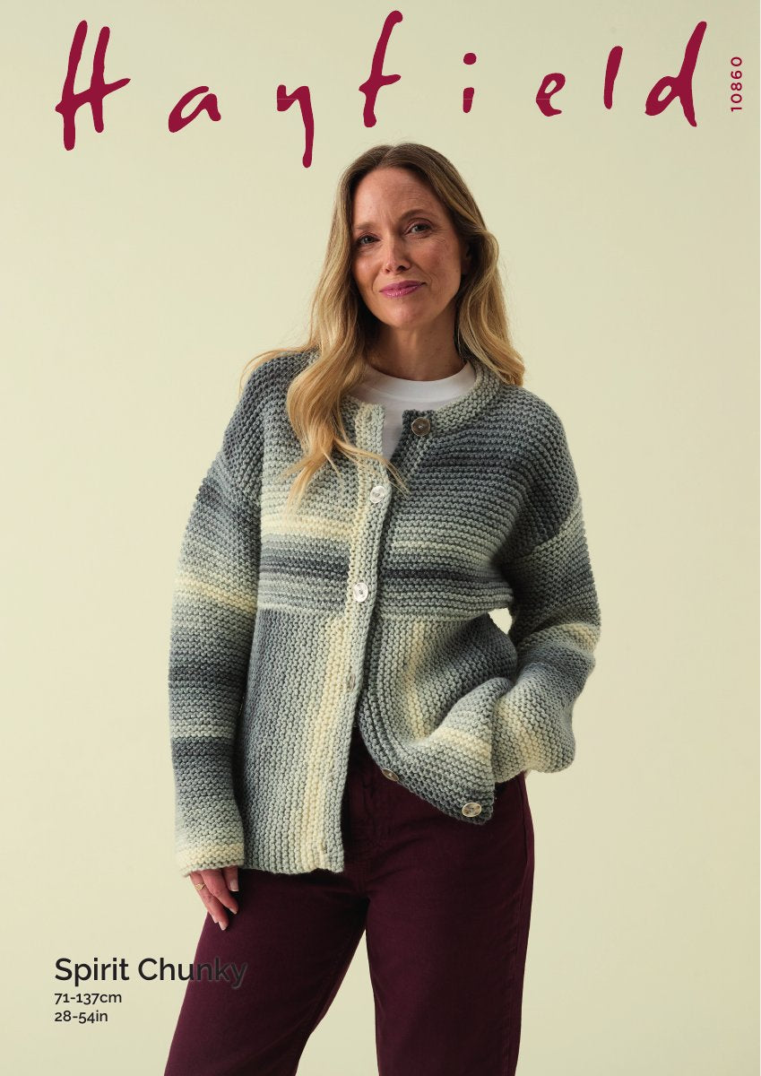 Hayfield 10860 Cardigan in Spirit Chunky pattern cover