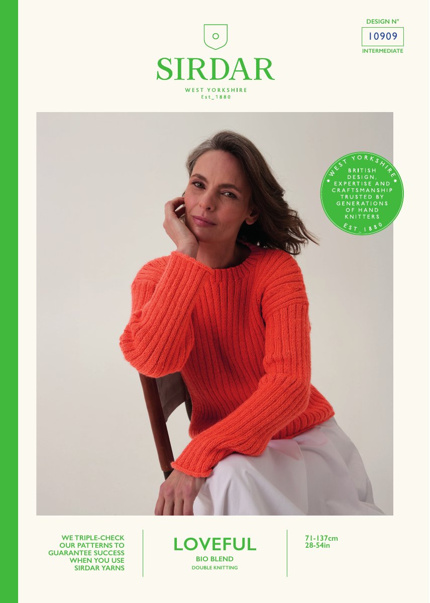 Sirdar 10909 Sweater in Loveful Bio Blend DK pattern cover
