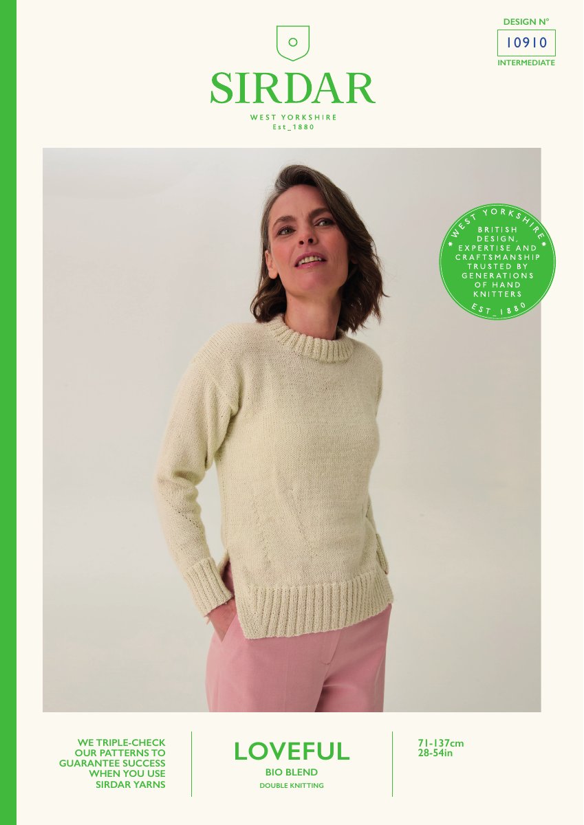 Sirdar 10910 Sweater in Loveful Bio Blend DK pattern cover