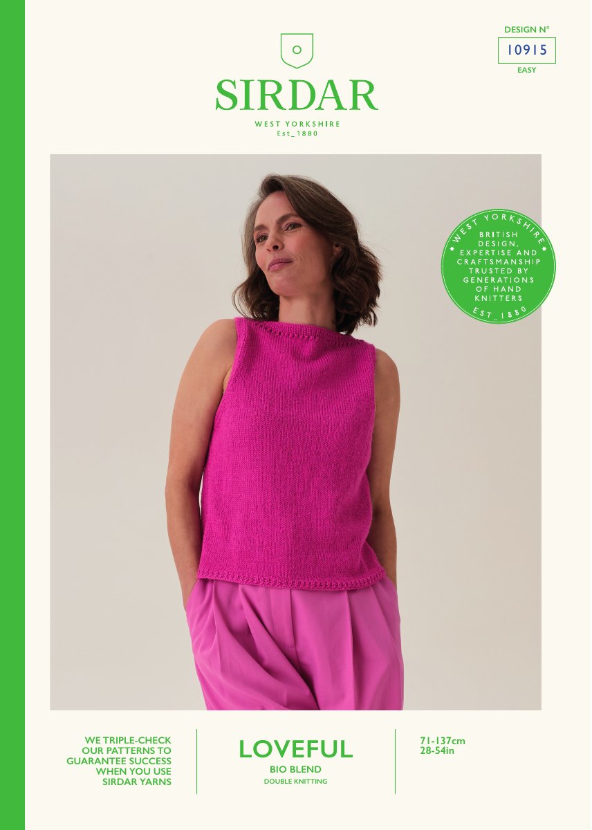 Sirdar 10915 Top in Loveful Bio Blend DK pattern cover