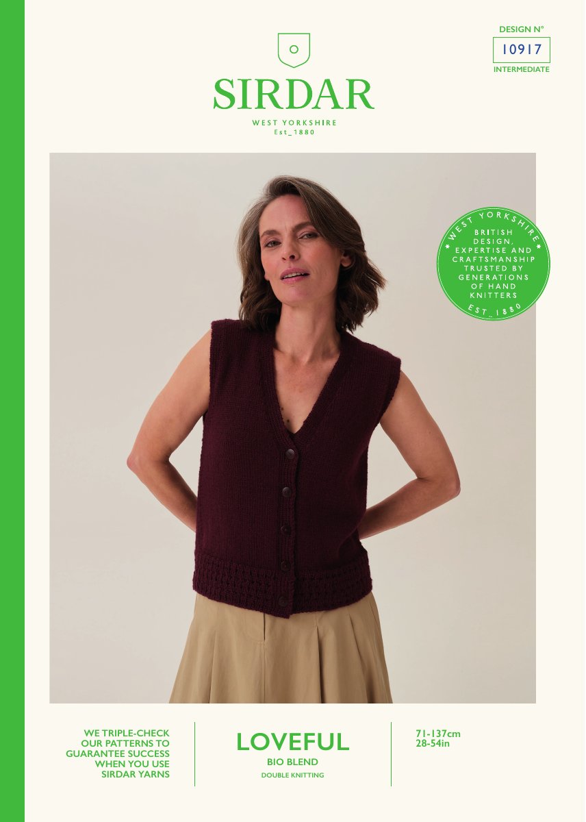 Sirdar 10917 Waistcoat in Loveful Bio Blend DK pattern cover