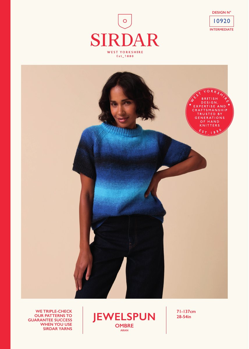 Sirdar 10920 Top in Jewelspun Ombre Aran pattern cover