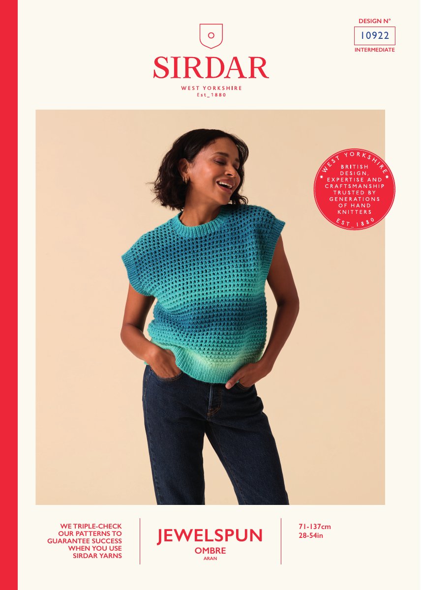 Sirdar 10922 Top in Jewelspun Ombre Aran pattern cover