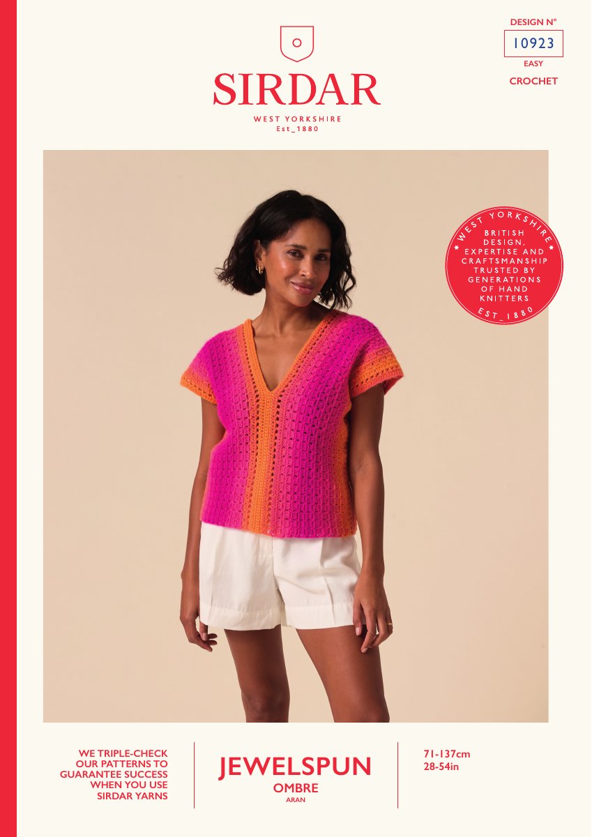 Sirdar 10923 Top in Jewelspun Ombre Aran pattern cover