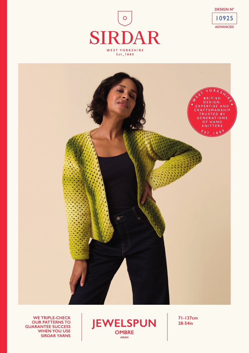 Sirdar 10925 Sweater in Jewelspun Ombre Aran pattern cover