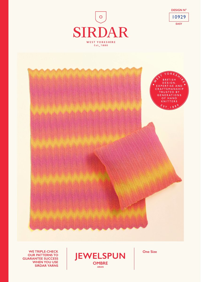 Sirdar 10929 Blanket in Jewelspun Ombre Aran pattern cover