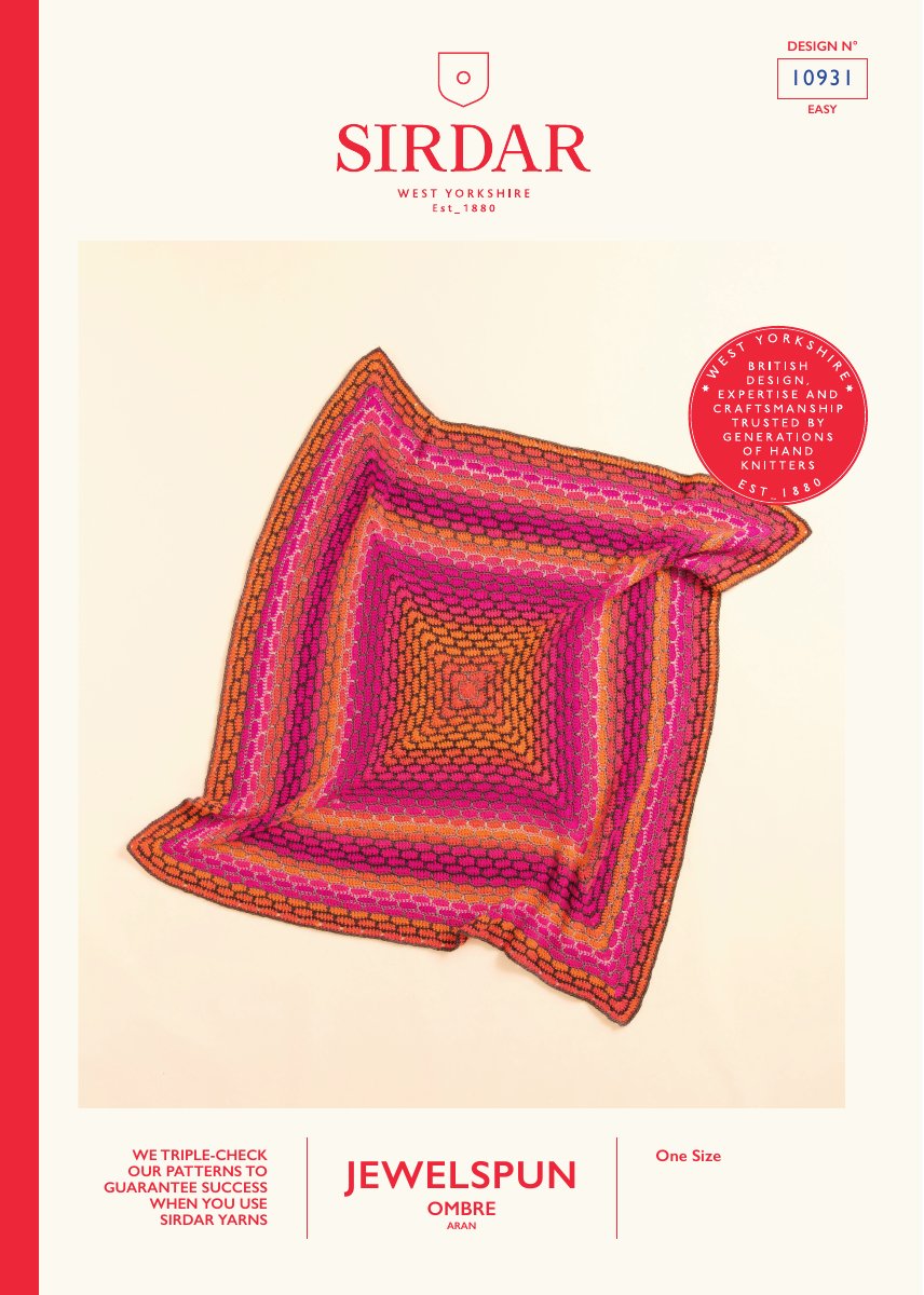 Sirdar 10931 Blanket in Jewelspun Ombre Aran pattern cover