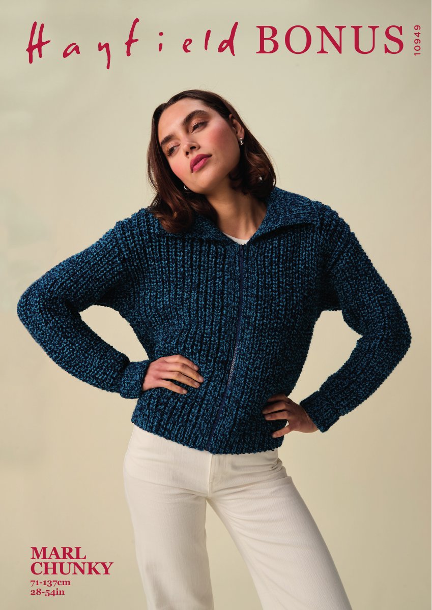 Hayfield 10949 Cardigan in Bonus Marl Chunky pattern cover