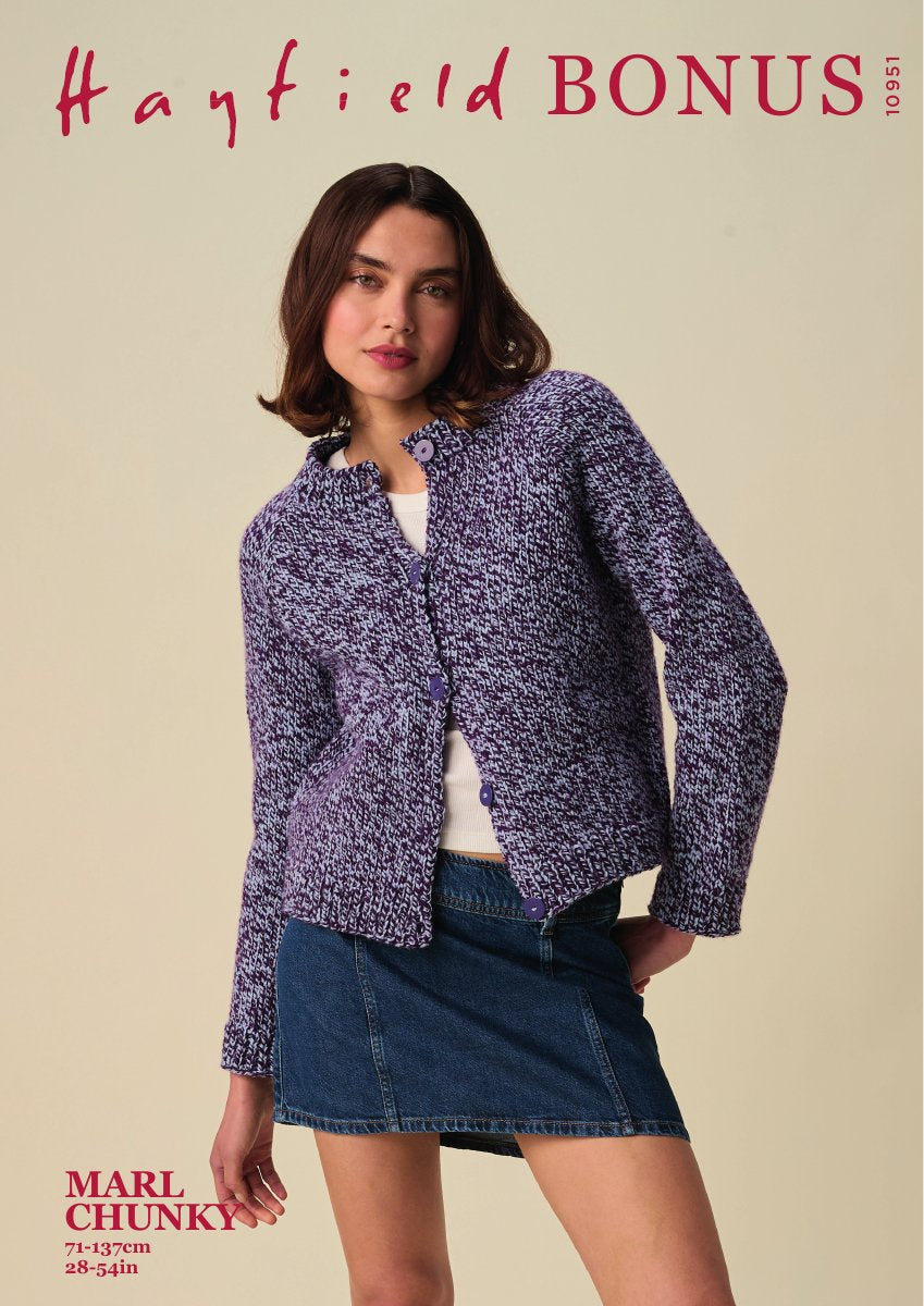 Hayfield 10951 Cardigan in Bonus Marl Chunky pattern cover