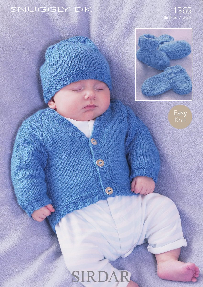 Sirdar 1365 Cardigan, Hat, Bootees and Mittens in Snuggly DK pattern cover