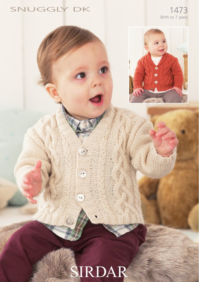 Sirdar 1473 Boys V Neck and Shawl Collar Cardigans in Snuggly DK pattern cover