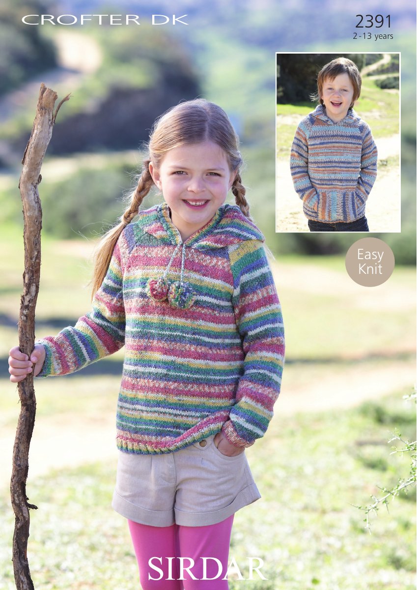 Sirdar 2391 Child's Hooded Raglan Sweater in Crofter DK pattern cover