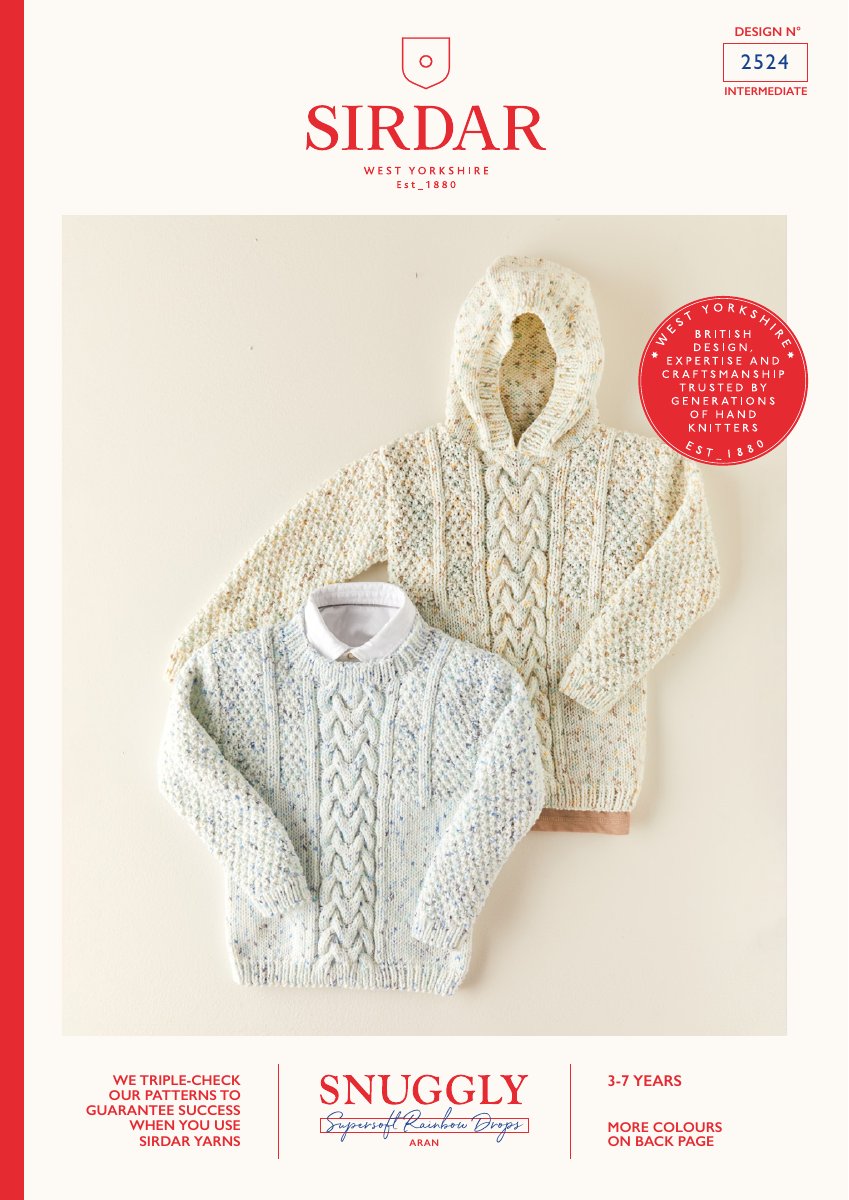 Sirdar 2524 Child's Coat in Supersoft Aran Rainbow Drops pattern cover