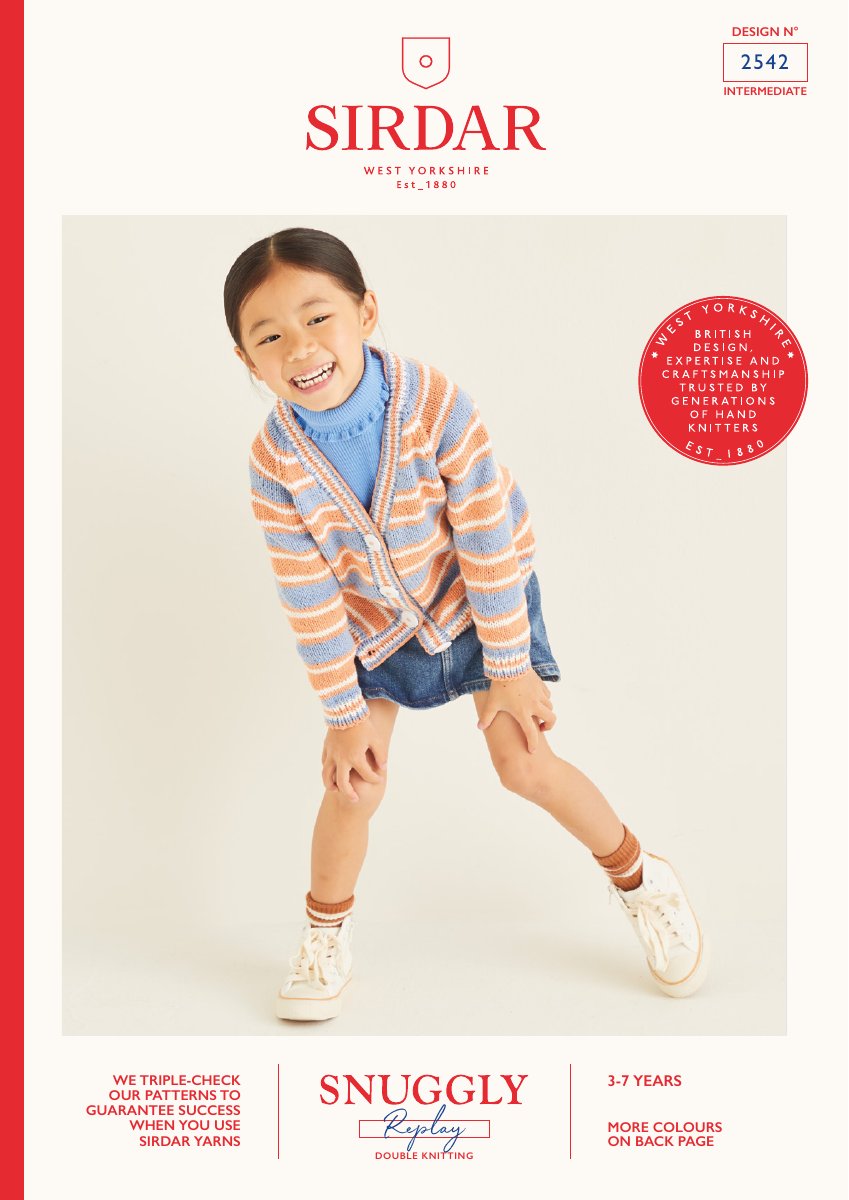 Sirdar 2542 Child's Cardigan in Snuggly Replay DK pattern cover