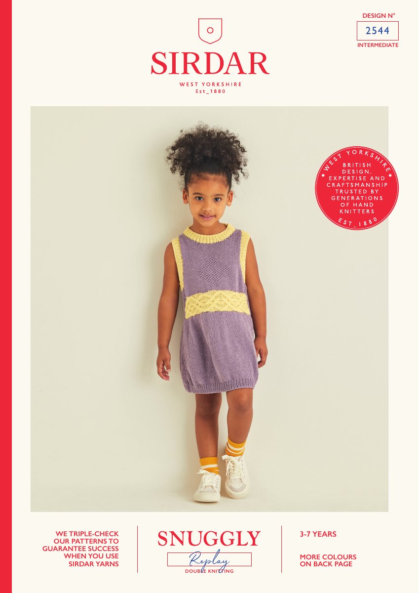 Sirdar 2544 Child's Dress in Snuggly Replay DK pattern cover