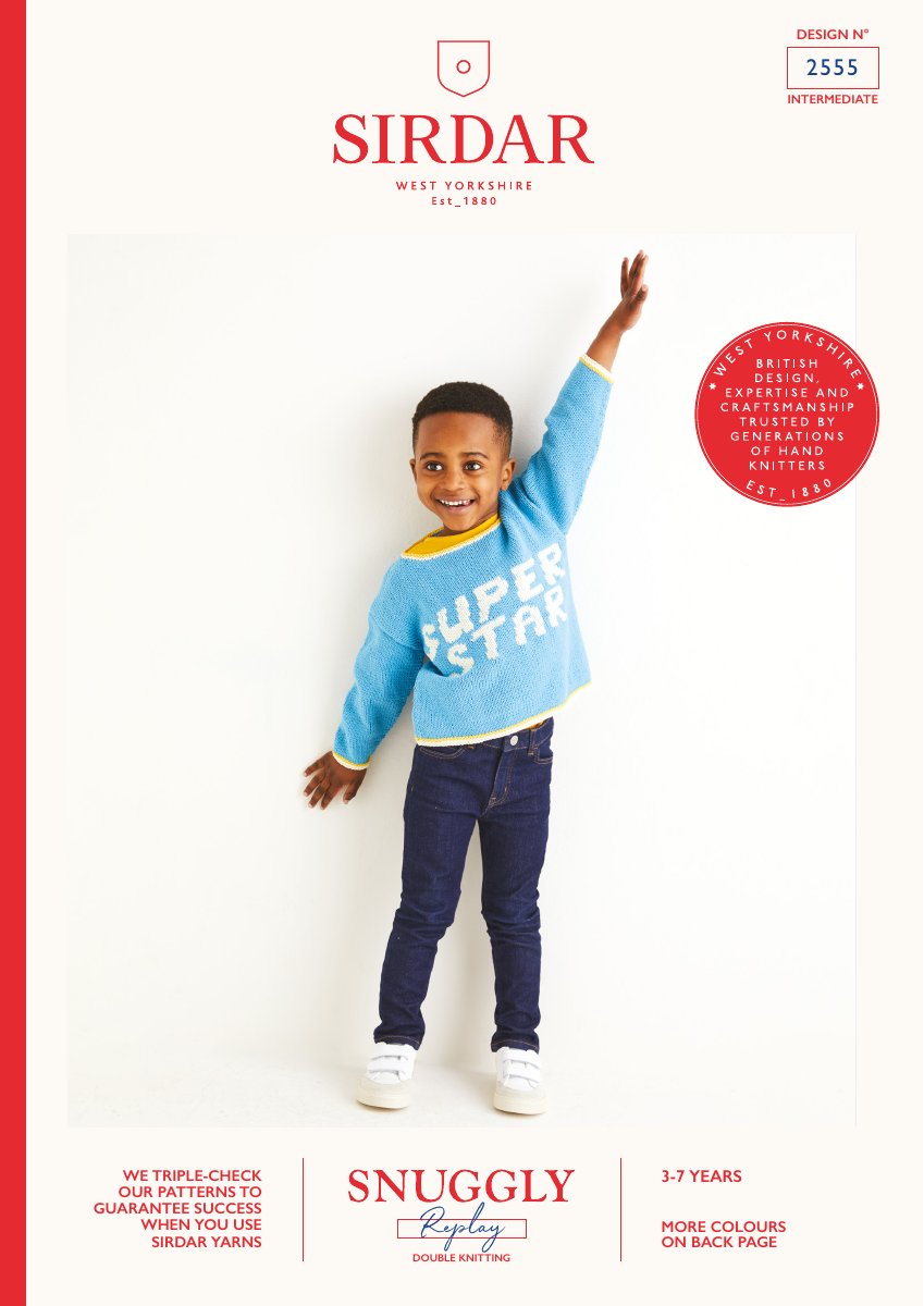 Sirdar 2555 Child's Sweater in Snuggly Replay DK pattern cover