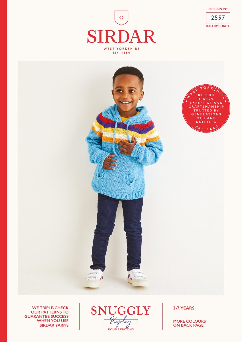 Sirdar 2557 Child's Hoodie in Snuggly Replay DK pattern cover