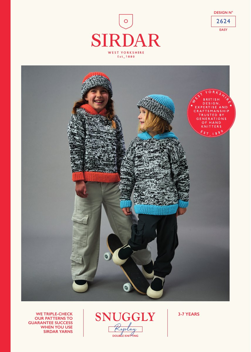 Sirdar 2624 Child's Hoodie in Snuggly Replay DK pattern cover