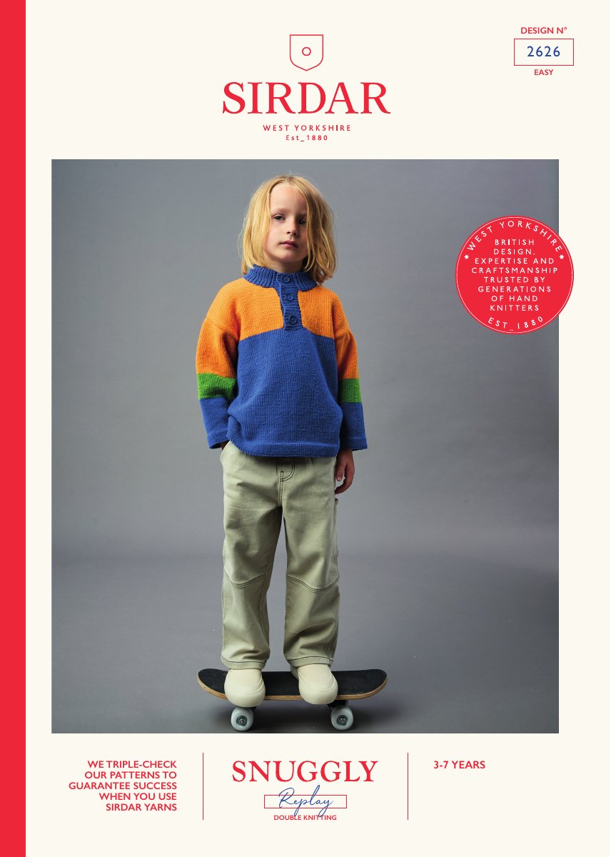 Sirdar 2626 Child's Sweater in Snuggly Replay DK pattern cover