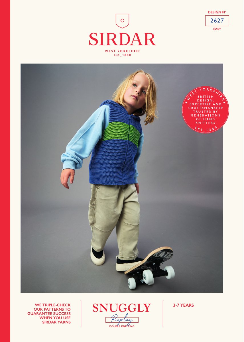 Sirdar 2627 Child's Gilet in Snuggly Replay DK pattern cover