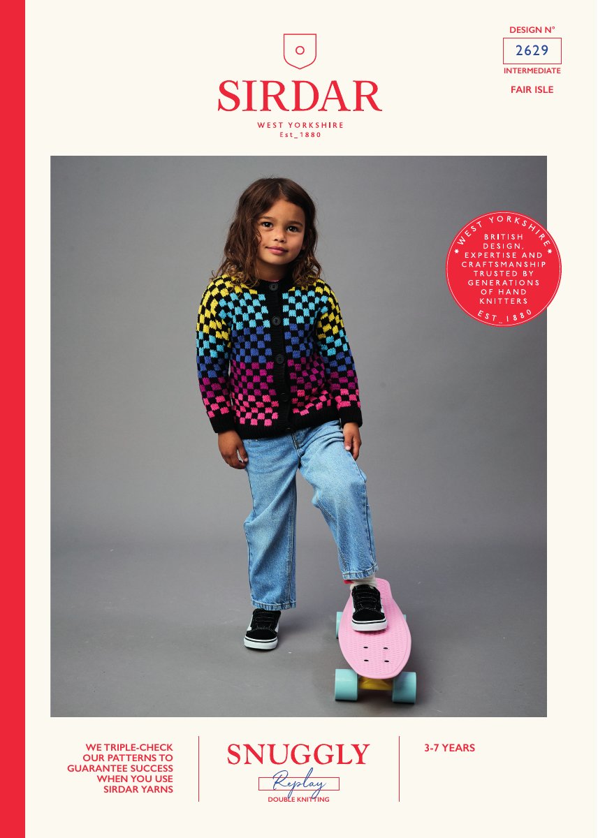 Sirdar 2629 Child's Cardigan in Snuggly Replay DK pattern cover